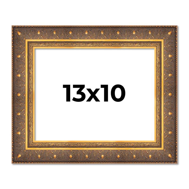 13x10 Frame Vintage Gold Solid Wood Picture Frame | 2.5 Inch Moulding