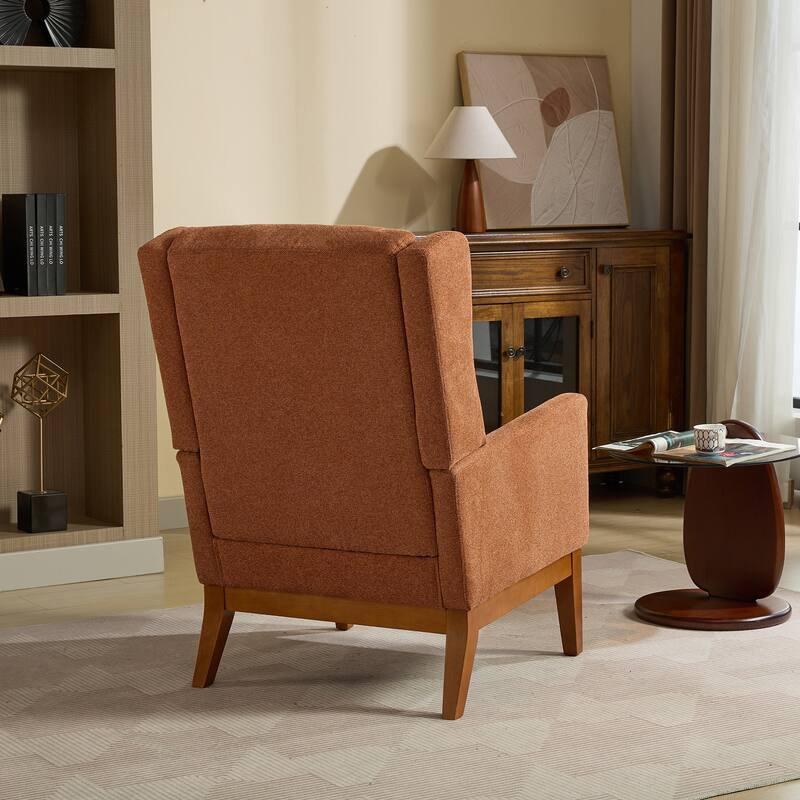 26.18" Wide Modern Accent Chair, High Back Reading Chair ,Upholstered Armchair Club Chair with Wood Legs for Living Room,Bedroom