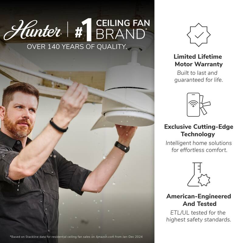 Hunter 52" Shady Grove Ceiling Fan with LED Light Kit/ Pull Chain, Standard or Flush Mount - Casual, Transitional