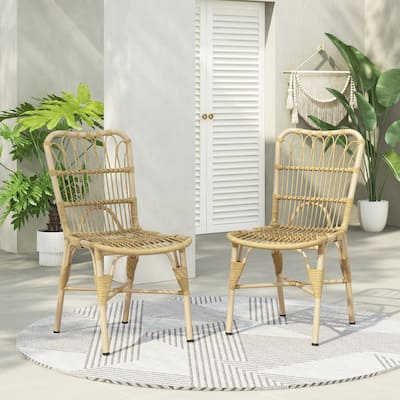 Outdoor PE Wicker Patio Dining Chairs Set of 2