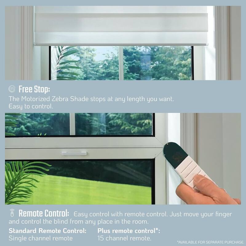 Motorized Zebra Blinds with Remote Control Window Shades