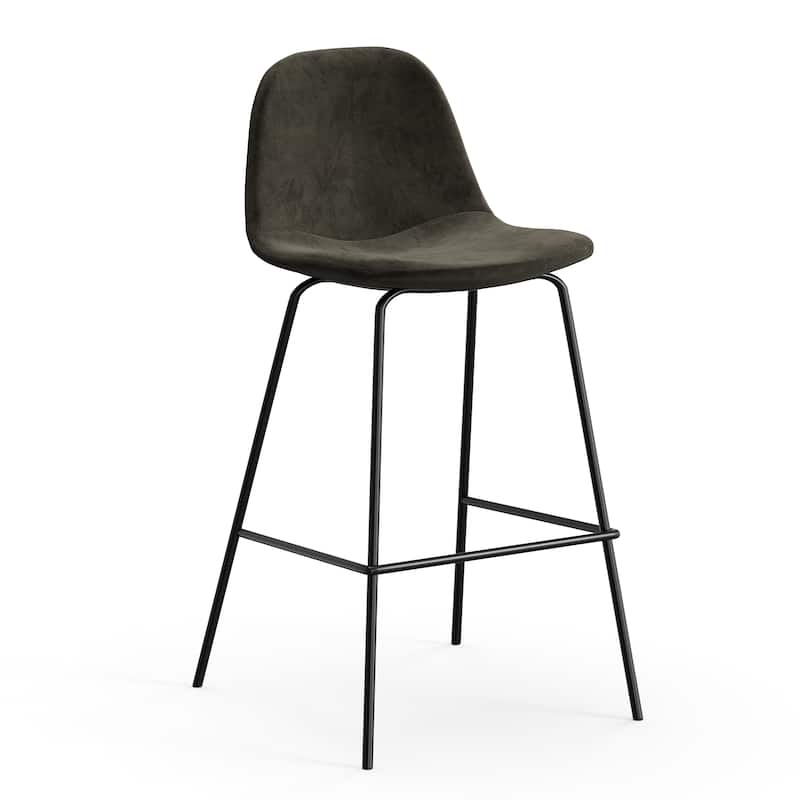 Maxine Velvet Counter Height Stools Black Legs (Set of 2) - Smoke Velvet