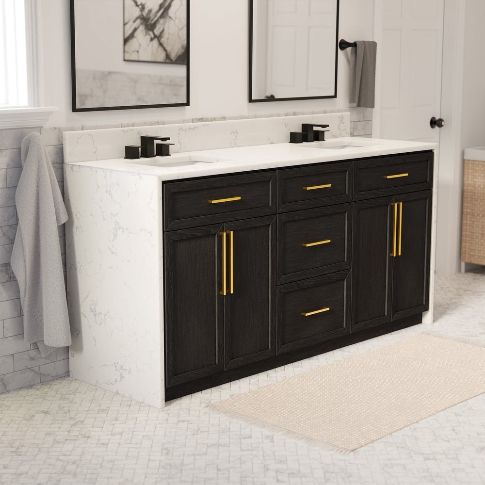 KitchenBathCollection Palisade 72" Double Waterfall Vanity with Engineered Marble Top