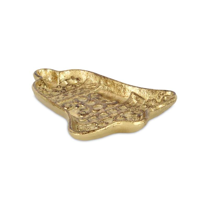 HomeRoots 5" Gold Cast Iron Christmas Bell Trinket Tray - 5.00 in. x 0.75 in. x 6.50 in.