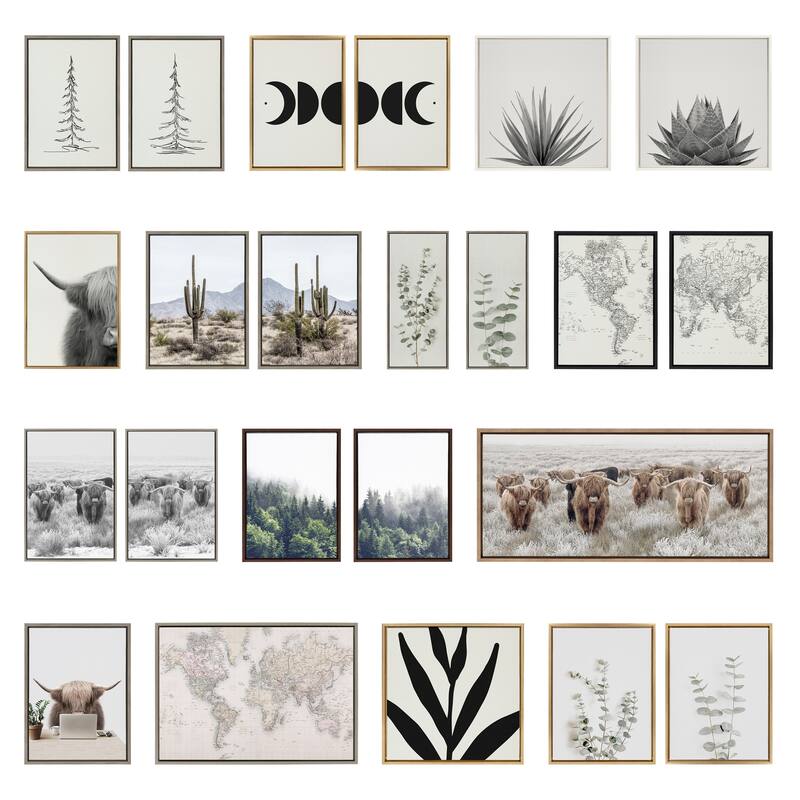 Kate and Laurel Sylvie Wave 1 and 2 Framed Canvas Art Set