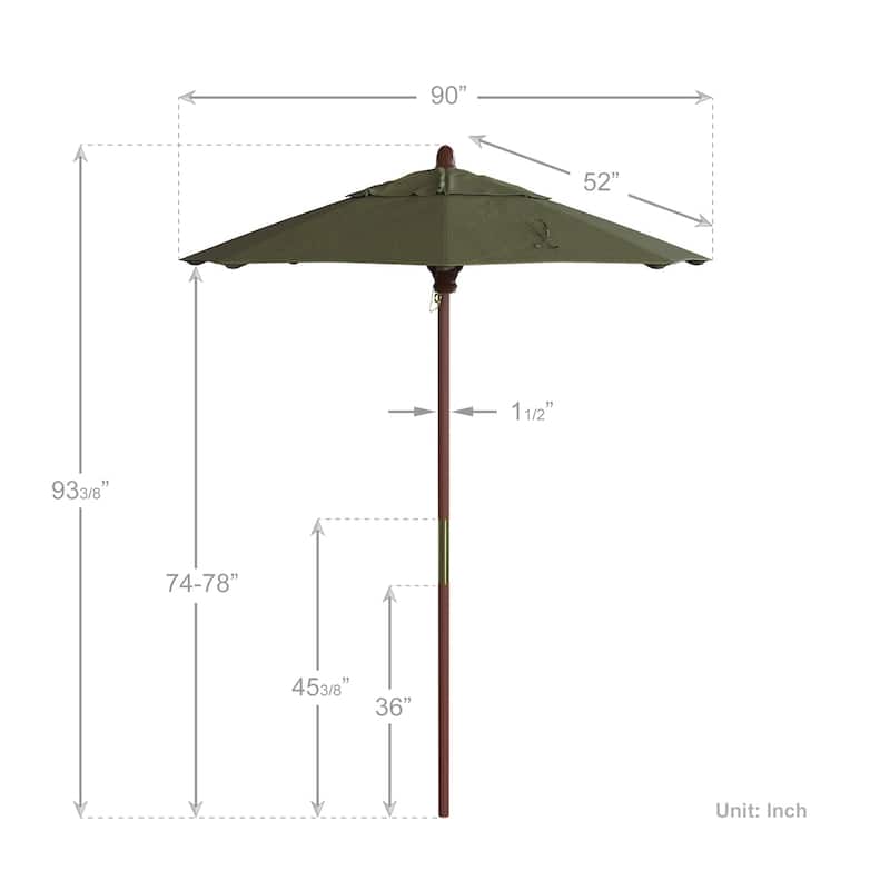 Port Lavaca 7.5ft Round Wood Umbrella by Havenside Home, Base Not Included