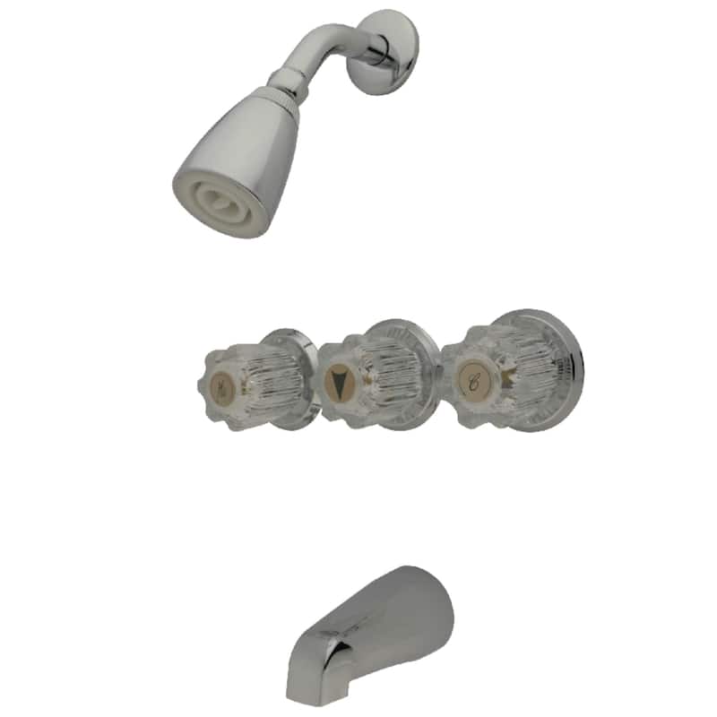 Three-Handle Tub and Shower Faucet