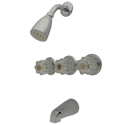 Three-Handle Tub and Shower Faucet