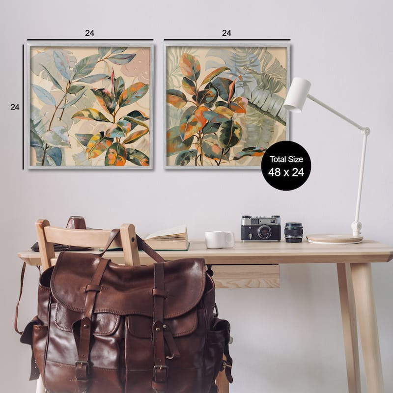 Stupell Neutral Tropical Organics Framed Giclee Art Design By Dusza (Set of 2)
