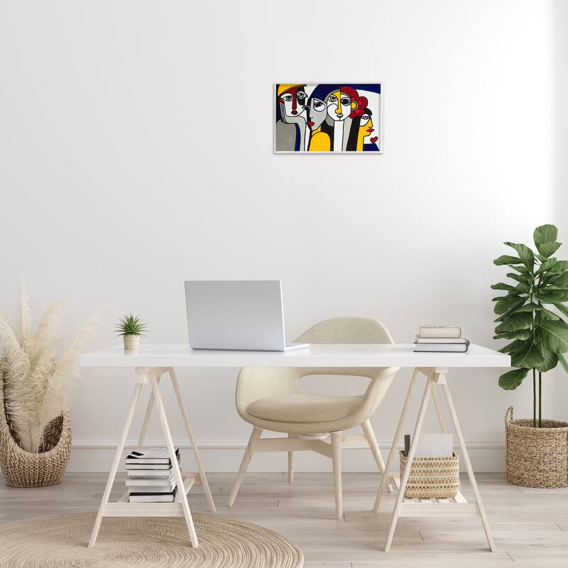 Stupell Primary Hues Faces Portrait Framed Giclee Art Design By Ruth Fromstein