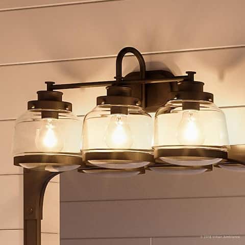 Luxury Industrial Chic Bathroom Vanity Light, 11.25"H x 26"W, with Art Deco Style, Olde Bronze Finish by Urban Ambiance