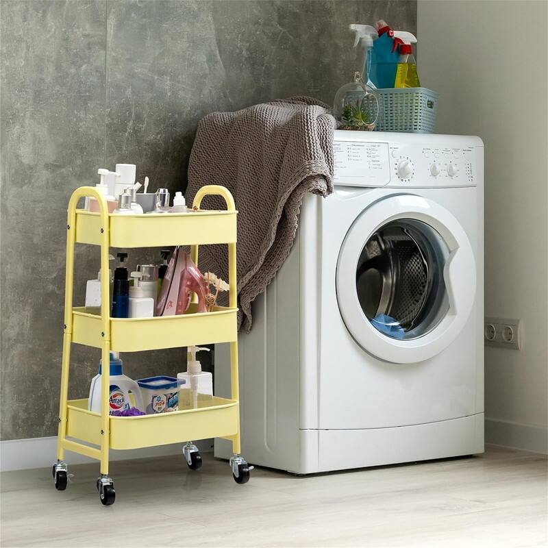 3 Tier Metal Utility Cart - 11.42"D x 15.35"W x 30"H
