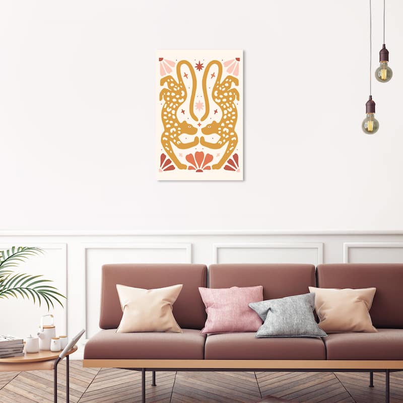 Wynwood Studio Canvas Animals Feline Touch Reflection Brown and Ochre Modern & Contemporary Wall Art Canvas Print - 20 x 30