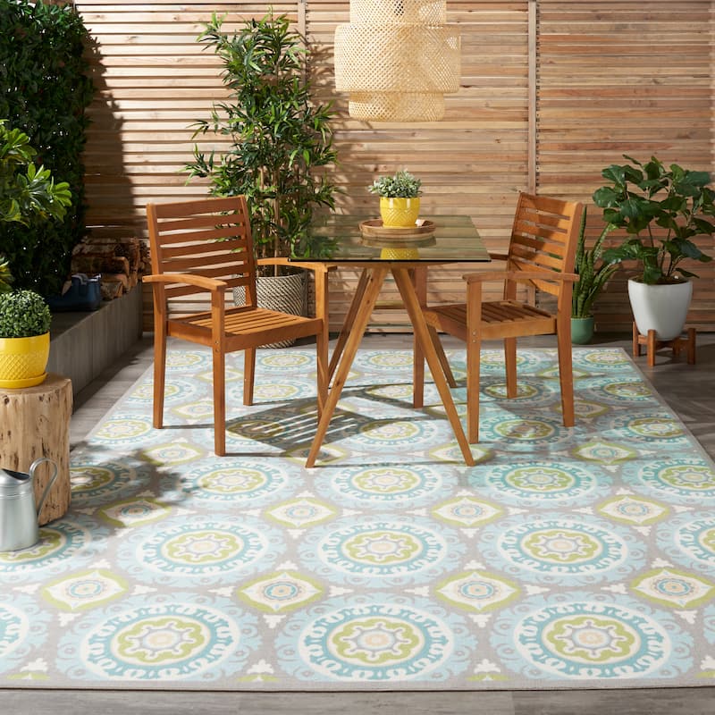 Waverly Sun N' Shade Indoor Outdoor Boho Medallion Area Rug - 7'9 x 10'10 - Jade