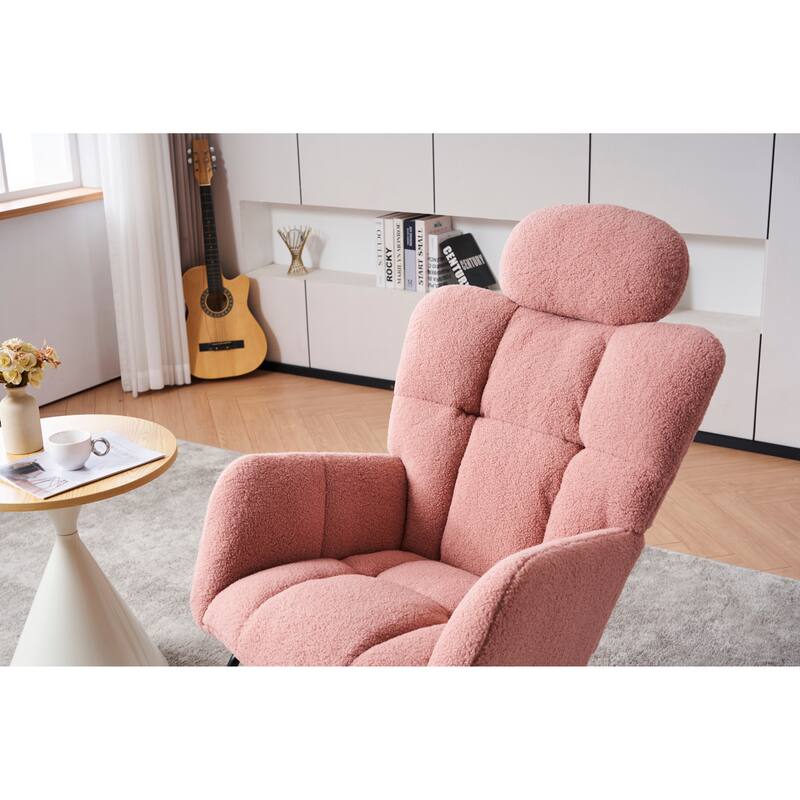 Teddy Fabric Nursery Rocking Chair with Headrest