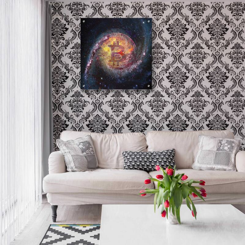 Epic Art 'Bitcoin Galaxy', Acrylic Glass Wall Art