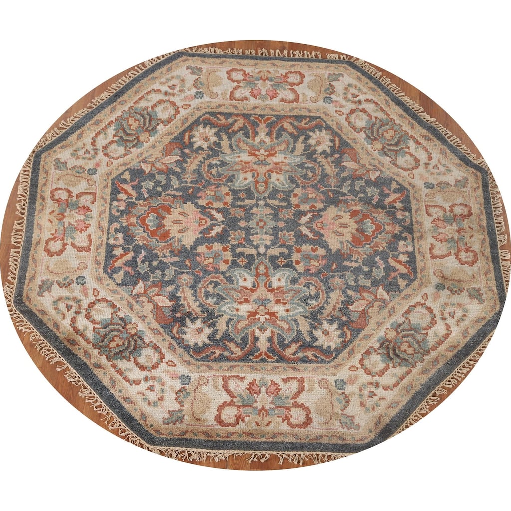 Heriz-Serapi Octagon Rug Hand-Knotted Wool Carpet - 6'0" x 5'11"