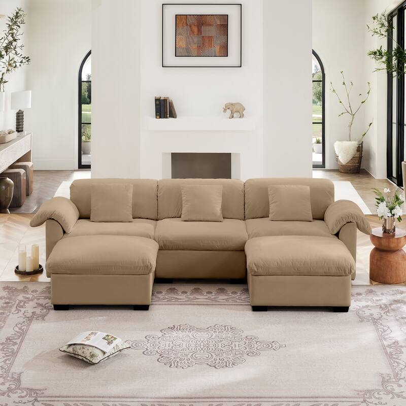 Velvet Fabric Modular Cloud Couch with Storage Seat,Free Combination
