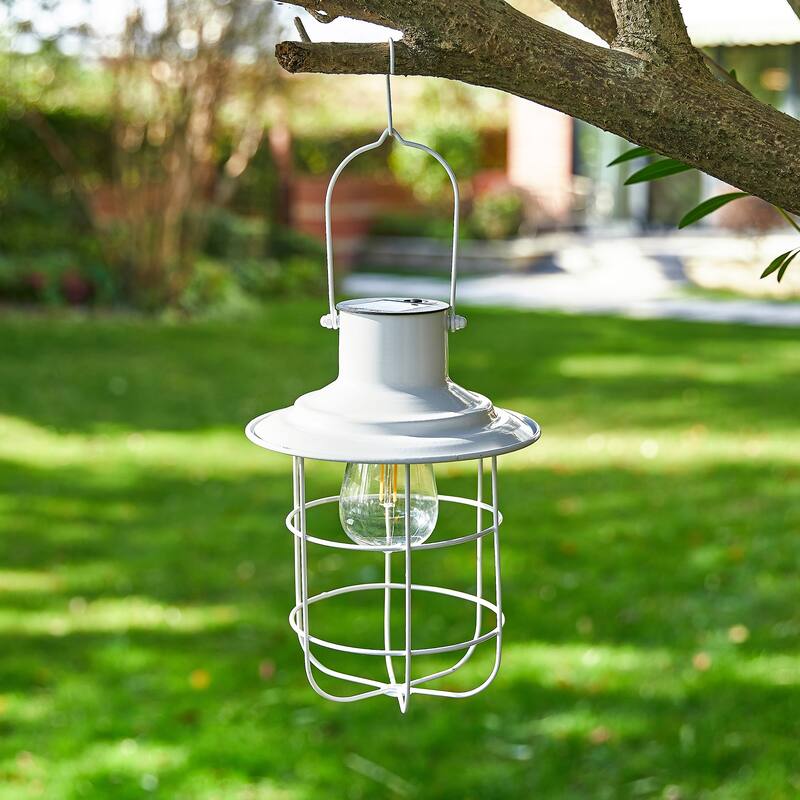 Glitzhome 9.75"H Metal Wire Solar Powered Outdoor Hanging Lantern