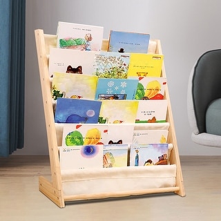 Kids Canvas Sling Bookshelf Children's Bookcases and Storage - 6 Tiers