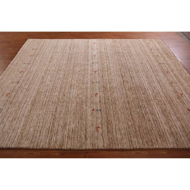 Hand Knotted Oriental 100% Wool Carpet Tribal Tribal Brown Gabbeh Area Rug - 9' 5'' X 8' 1''