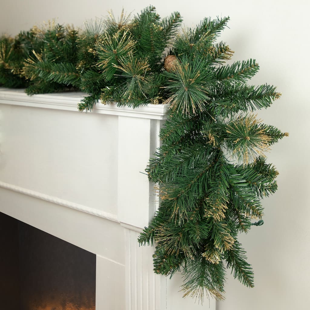 Glittered Yorkshire Pine Artificial Christmas Garland - 9' x 10" - Unlit