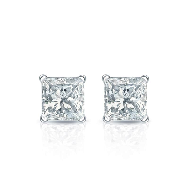 Auriya 14-karat Gold Lab Grown 0.50 carat TDW Princess Diamond Stud Earrings 4-Prong Martini Screw-back