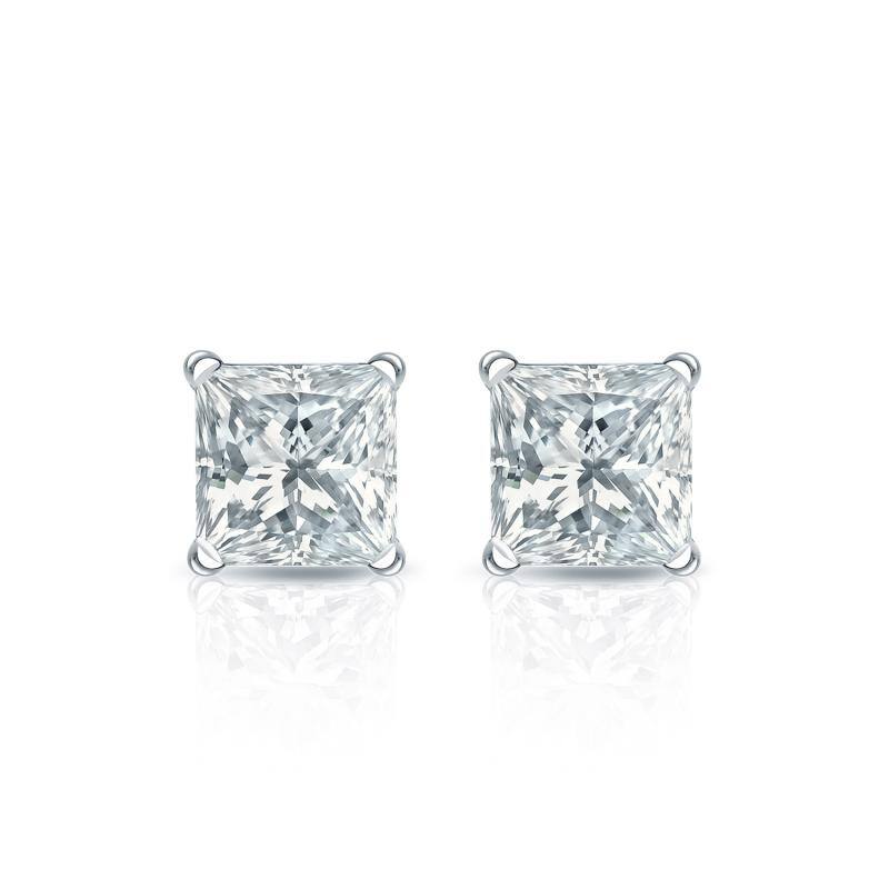 Auriya 18-karat Gold Lab Grown 0.50 carat TDW Princess Diamond Stud Earrings 4-Prong Martini Screw-back