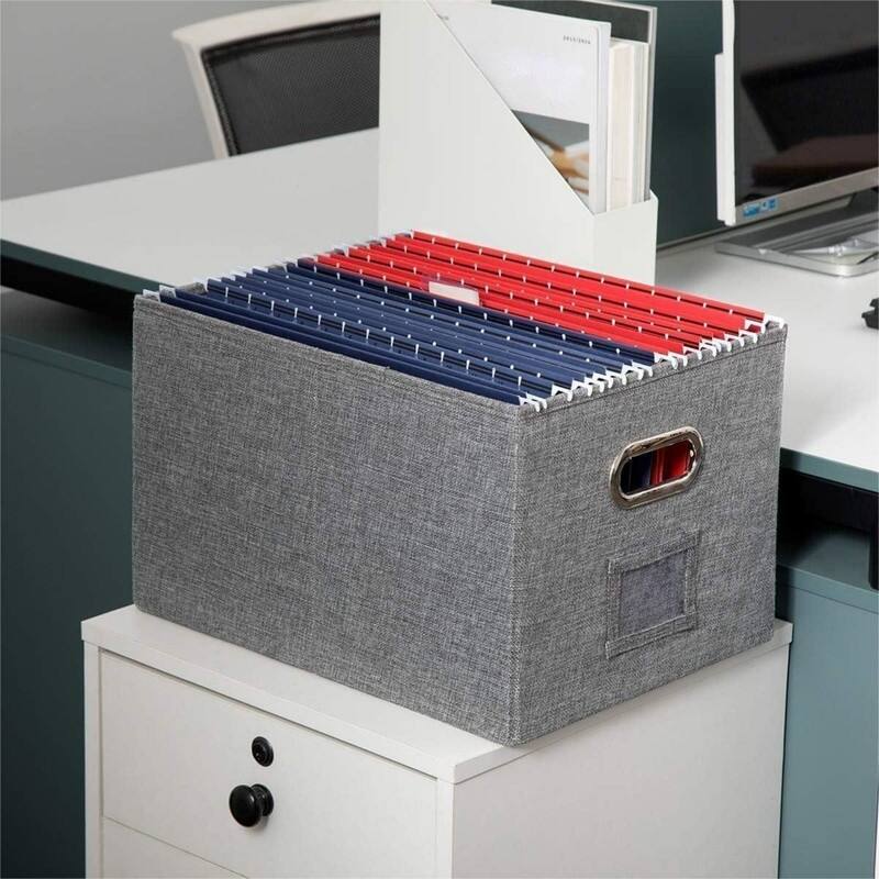 Collapsible File Box Storage Organizer (L Gray) Bed Bath & Beyond