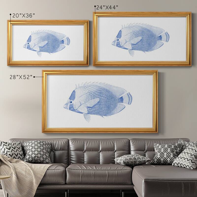 Blue & White Tropical Fish VI Premium Framed Canvas- Ready to Hang