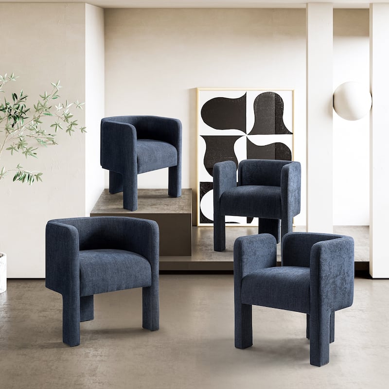 Friedrich Modern Left-facing Cutout Dining Chair with Three-legged Design Set Of 4 By HULALA HOME - Navy