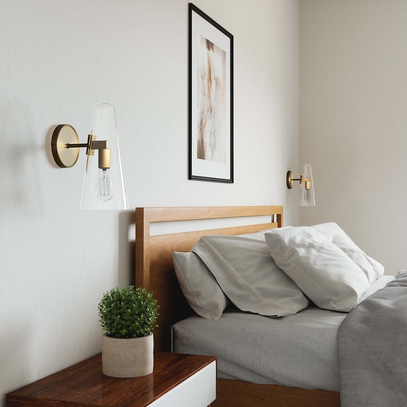 Beacon 1-Light Wall Sconce - Clear Satin Brass