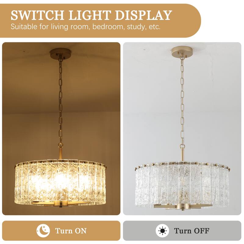 5-Light Modern Candlestick Hanging Linear Chandelier Lighting with Glass Sheet for Kitchen Island