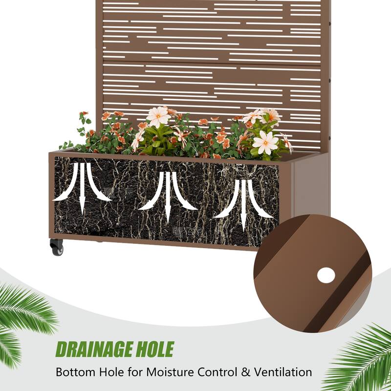 Raised Garden Bed Planter with Trellis Movable Planter Box with Lockable Wheels