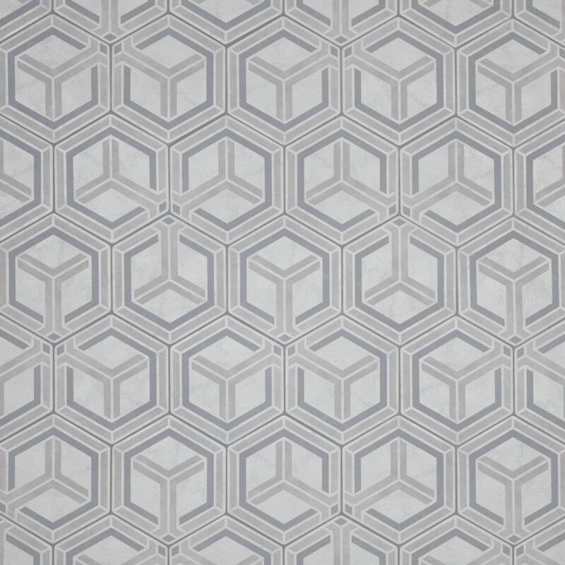 Merola Tile Odda Hex Decor Geo 5-7/8" x 6-3/4" Porcelain Floor and Wall Tile