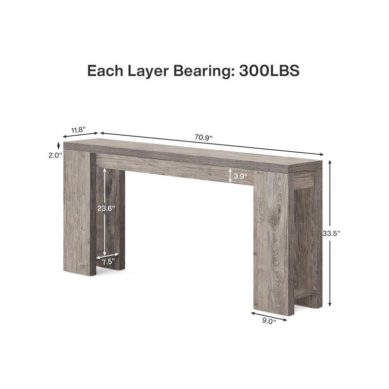 Rossetta Farmhouse Simple Slim Profile Wood-Grain Finish Entryway Table