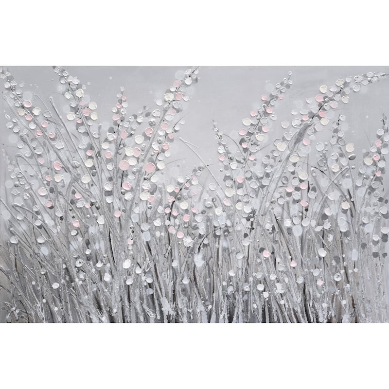 Varaluz Pampas Pink, White and Grey Abstract Floral Wall Art