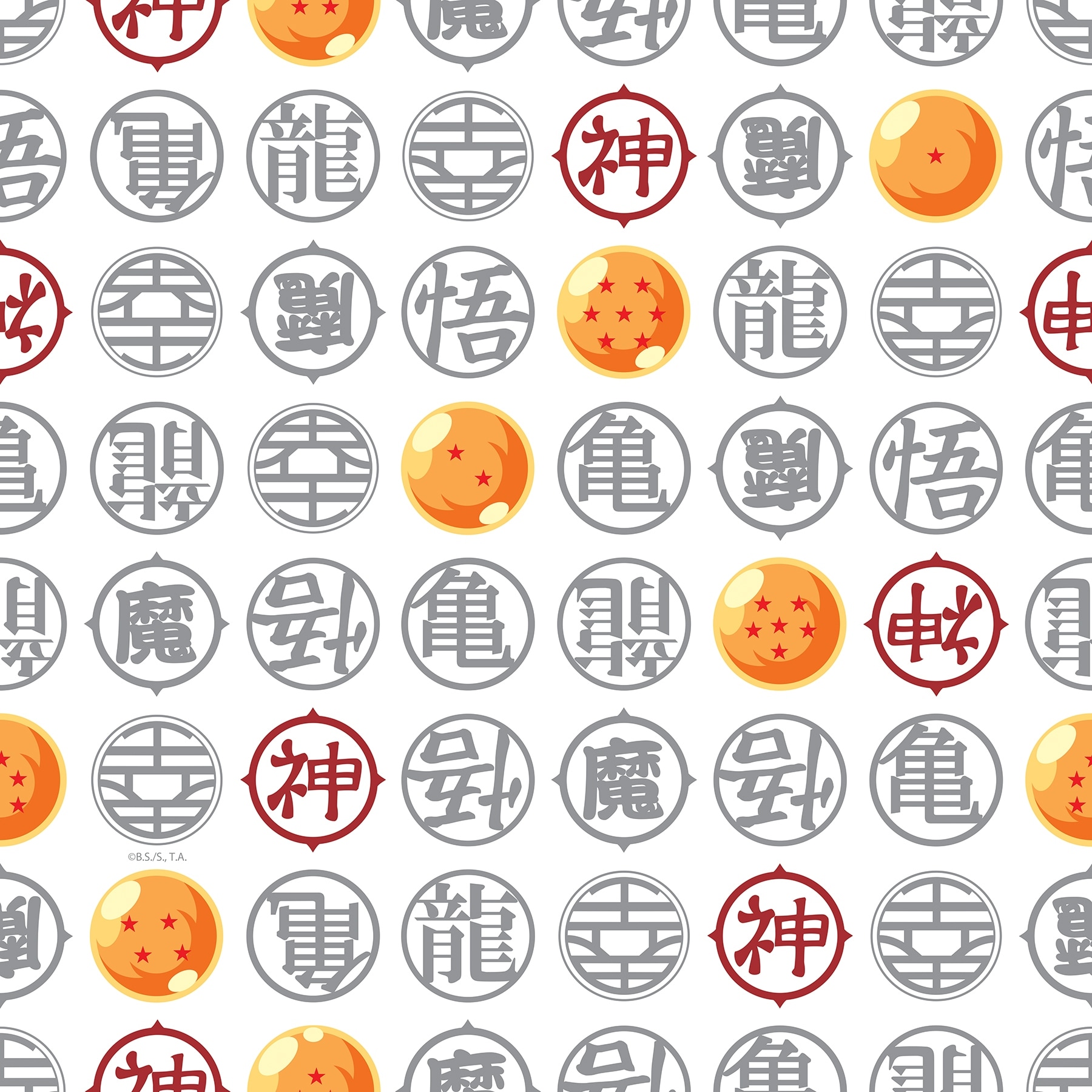 RoomMates Dragon Ball Z Symbols White Peel and Stick Wallpaper - N/A