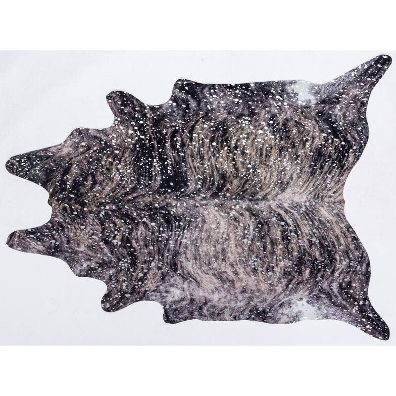 Rio Collection Faux Cowhide Printed Rug with Foil Accents