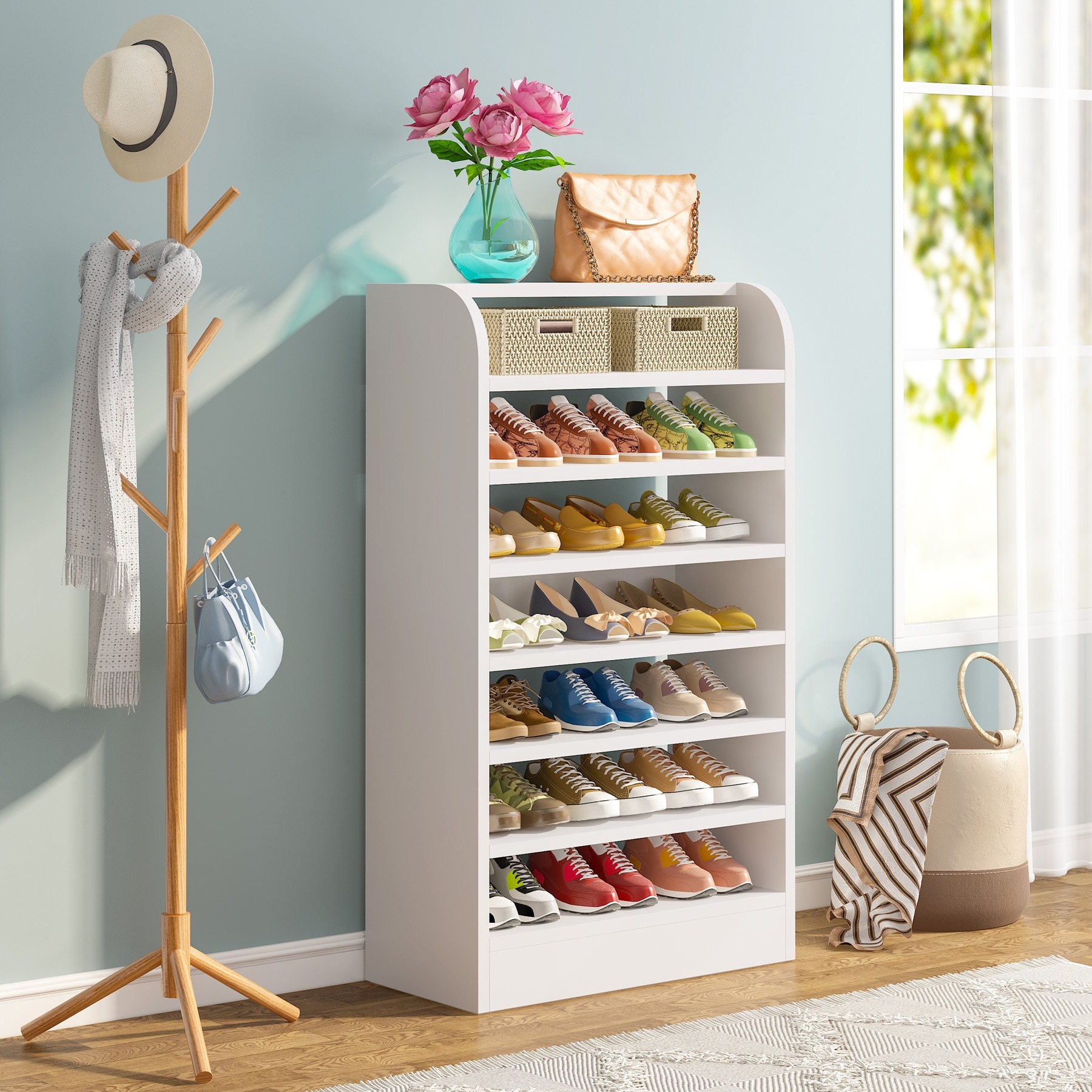 Shoe rack outlet wooden tall