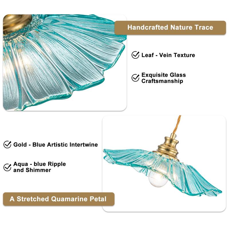 11" Flower-Shaped Red & White Gradient Glass Pendant Light Modern - Dia.11.02-in