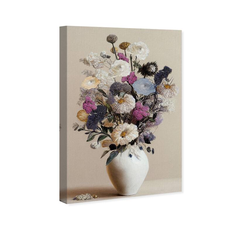 Wynwood Studio Canvas Floral and Botanical Neutral Lovely Bouquet Brown and Taupe Traditional Wall Art Canvas Print