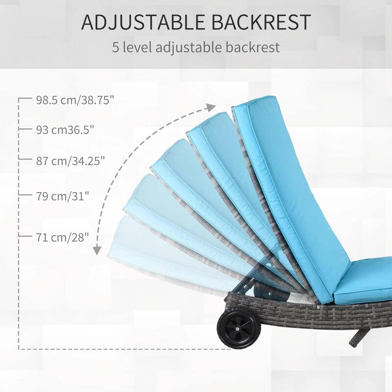 Foldable Chaise Lounge, 5-Level Adjustable Backrest, Breathable Mesh