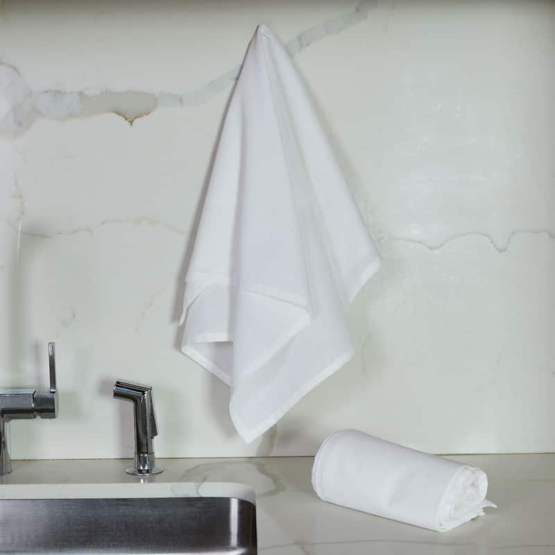Flour Sack Cotton 6pc Kitchen Towel Set in White