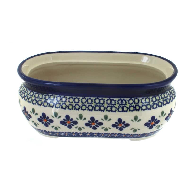 Blue Rose Polish Pottery 773 Zaklady Small Planter - Mosaic Flower