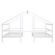 preview thumbnail 7 of 6, Double Twin Size Triangular House Beds with Built-in Table, White