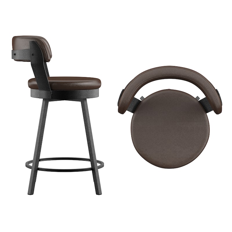 Grinzau Faux Leather Metal Swivel Stools (Set of 2)