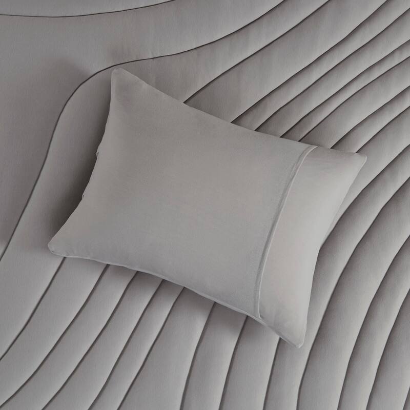 3 PCS Full/Queen Poly Jersey Puffy Comforter Set Gray