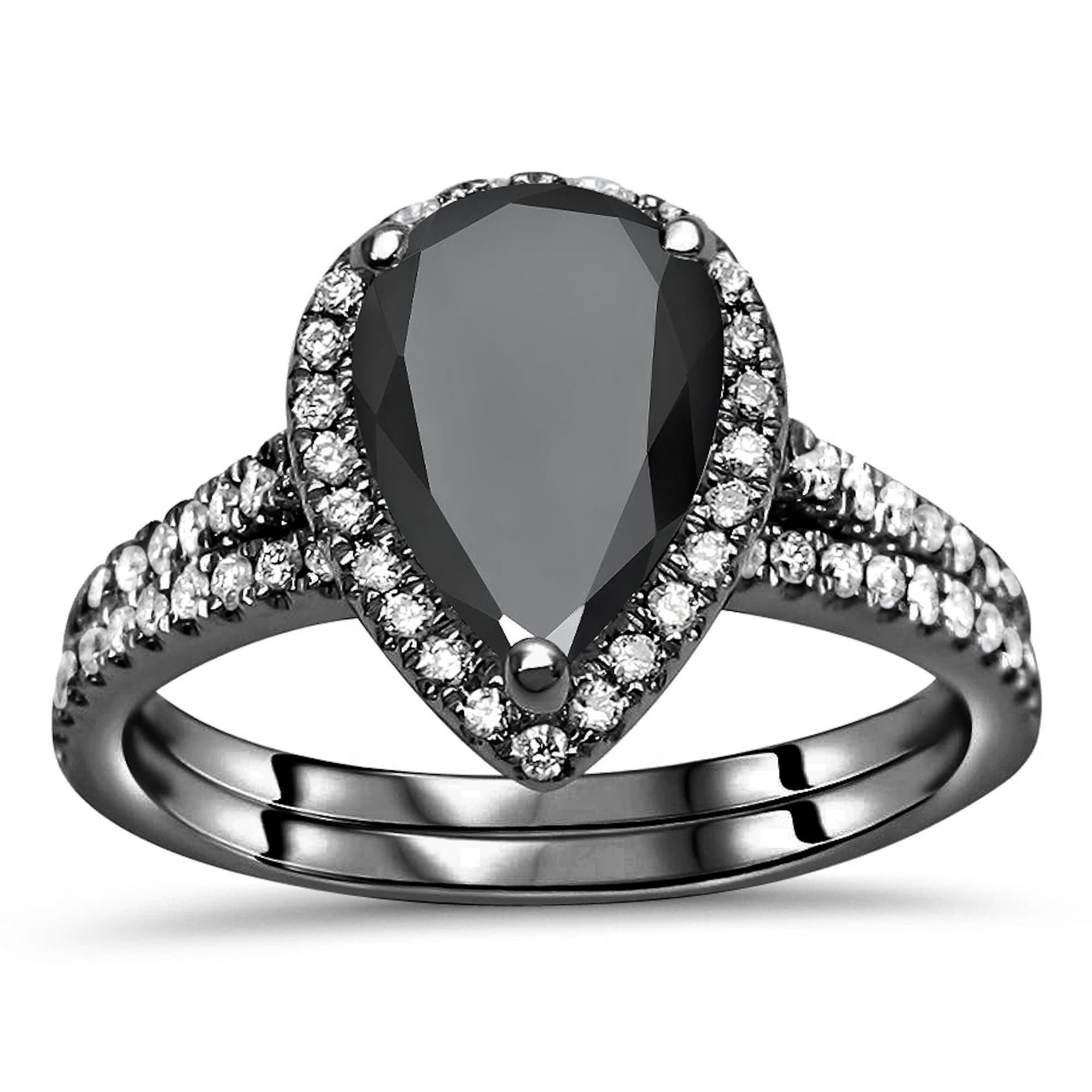 Black Pear Shaped Engagement Rings 2024 www.alhudapk