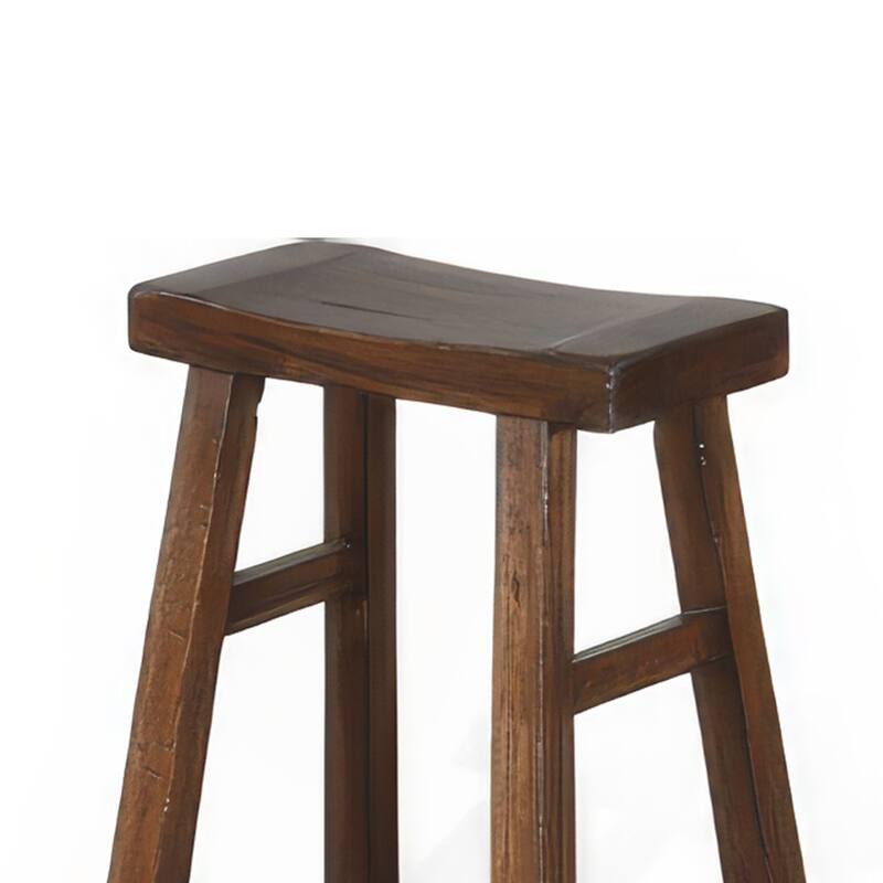 Reggie Barstool Set of 2, Saddle Seat, Mocha Brown Mahogany, 30 Inch